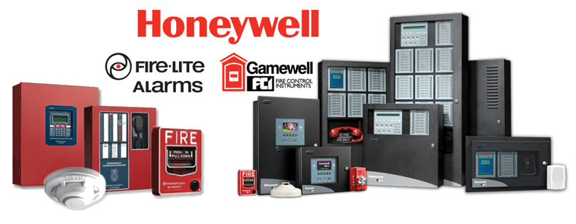 Fire safety equipment from Honeywell, featuring alarms, panels, and detectors from Fire-Lite, Gamewell, and FCI. Essential for fire protection solutions.